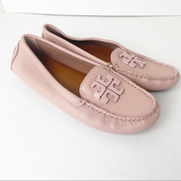 Tory Burch Shoes - TORY BURCH Lowell 2 Driver Tumbled Leather Moccasin  Loafer in Ballet Pink